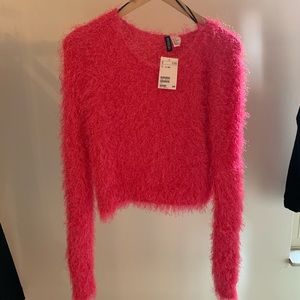 Fuchsia long sleeve fuzzy sweater